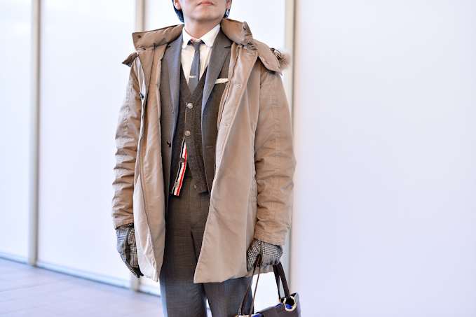 前田 吉彦さん - モンクレール(MONCLER)、トム ブラウン(THOM BROWNE)｜原宿ストリートスナップ - 写真3