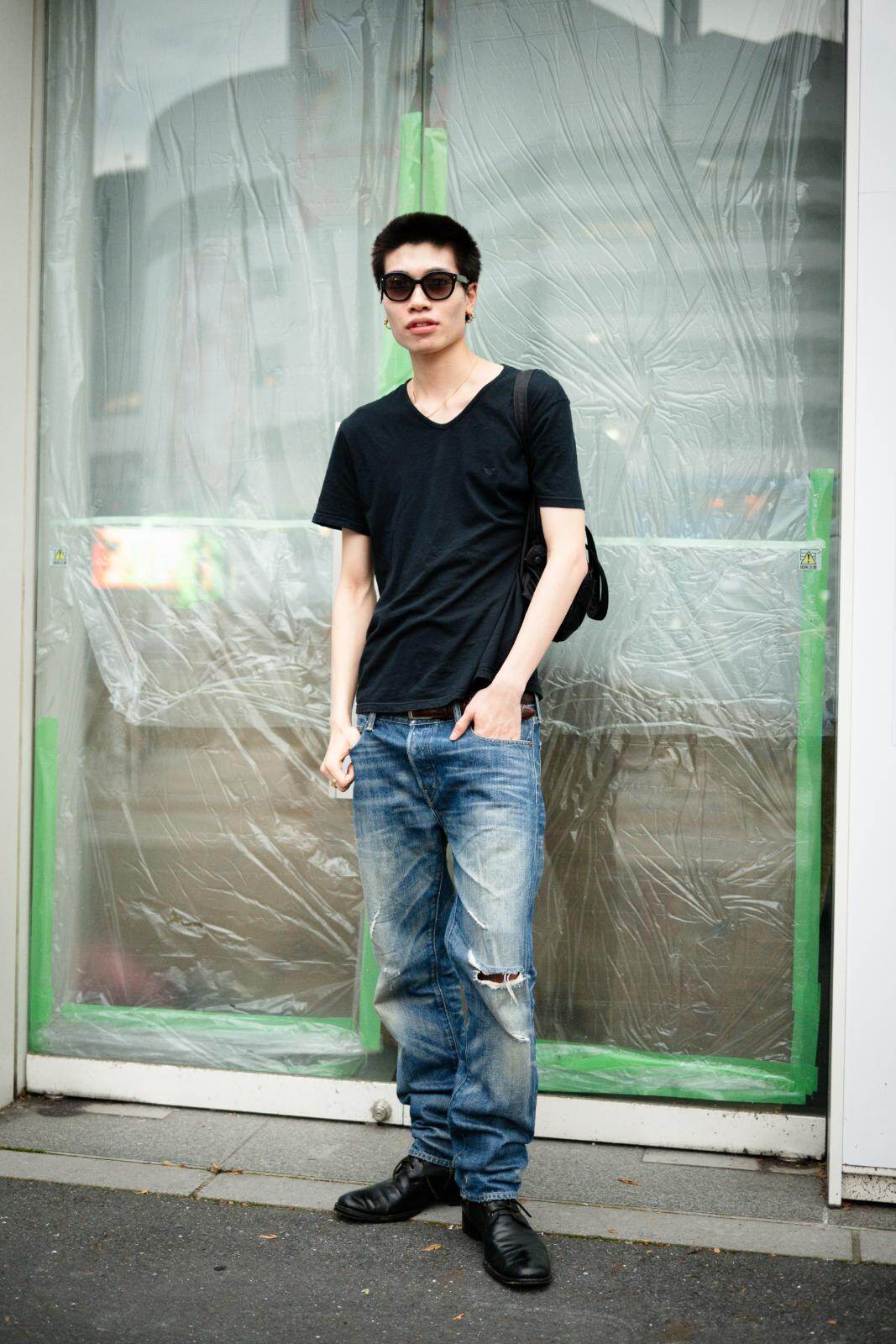 拓樹さん - A|X アルマーニ エクスチェンジ(A|X ARMANI EXCHANGE)、ポーター(PORTER)｜原宿ストリートスナップ1