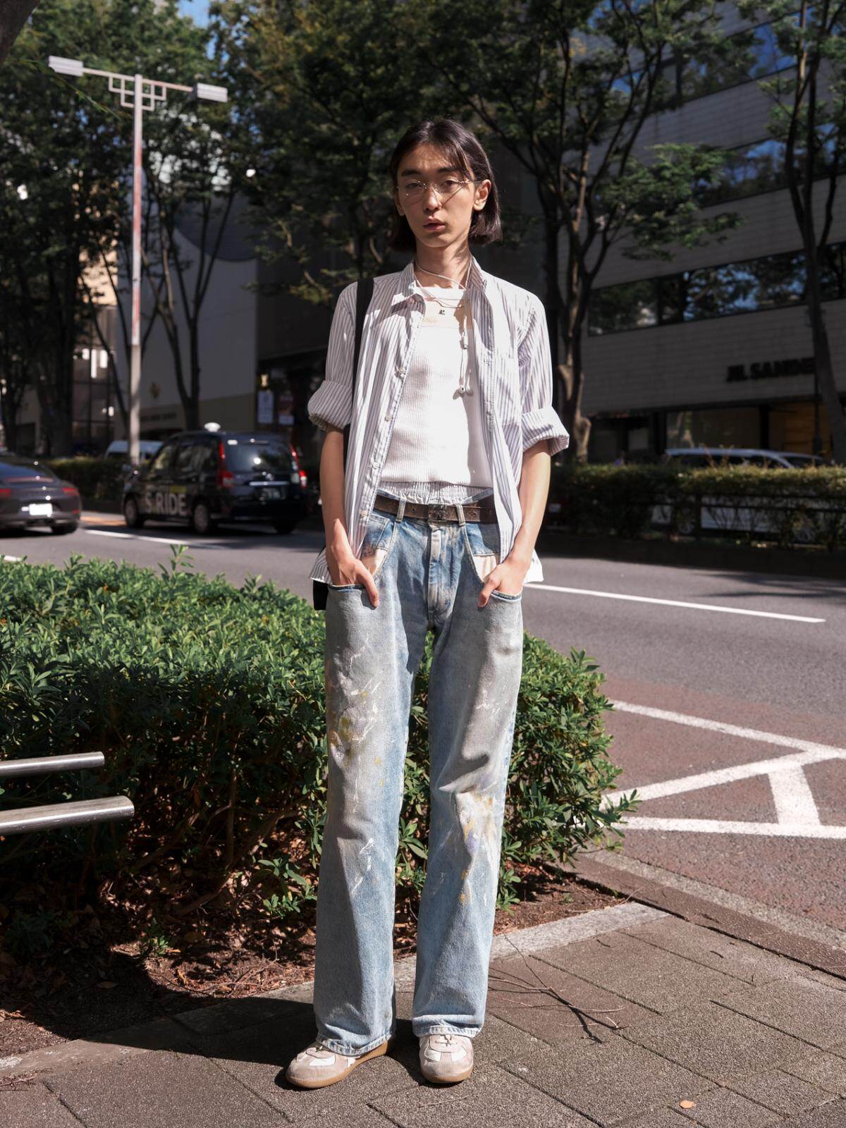 Ren Oriyamaさん - メゾン マルジェラ(Maison Margiela)、クレージュ(Courrèges)｜青山・表参道ストリートスナップ2