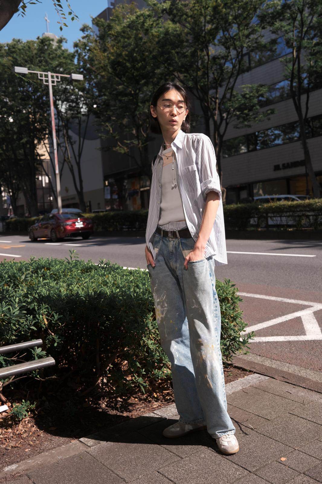 Ren Oriyamaさん - メゾン マルジェラ(Maison Margiela)、クレージュ(Courrèges)｜青山・表参道ストリートスナップ1